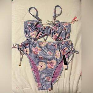 NWT Victoria's Secret Purple and Pink Floral Bikini Set- XL 38DDD